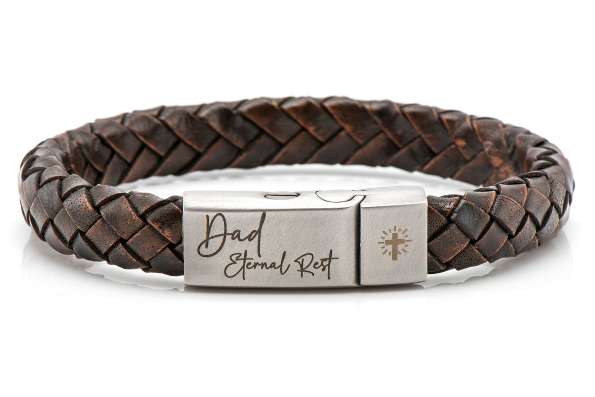 Brown Braided Leather Ashes Bracelet with Urn Clasp, photo 9 of 14