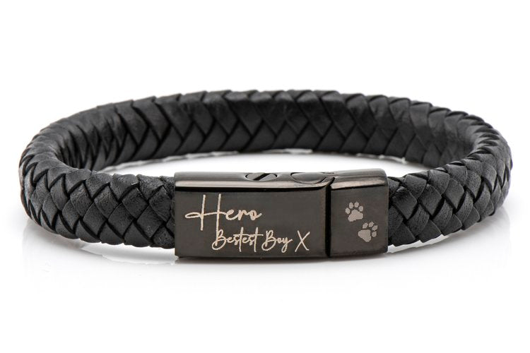 Black Braided Leather Ashes Bracelet with Urn Clasp, photo 5 of 15