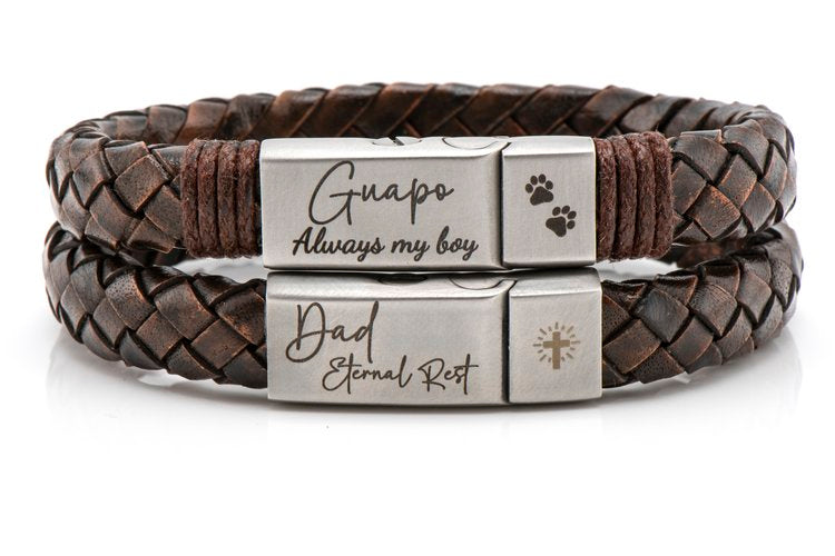 Brown Braided Leather Ashes Bracelet with Urn Clasp