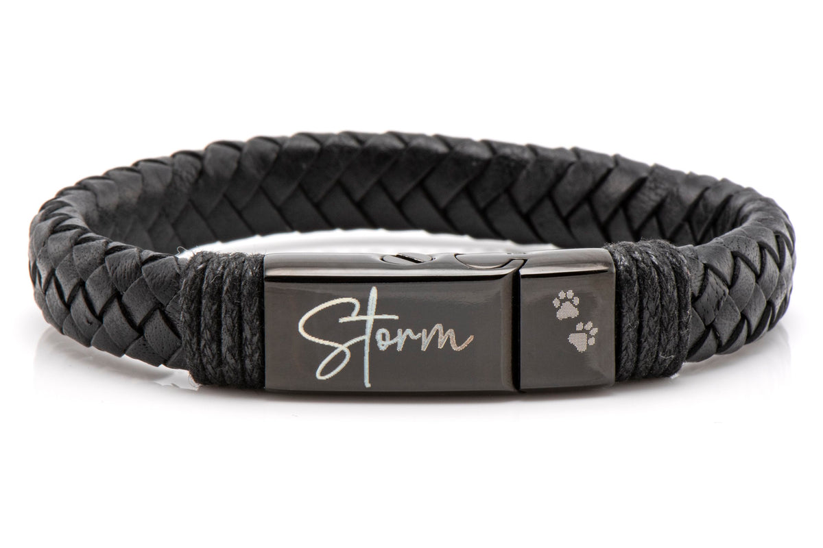 Black Braided Leather Ashes Bracelet with Urn Clasp, photo 3 of 15