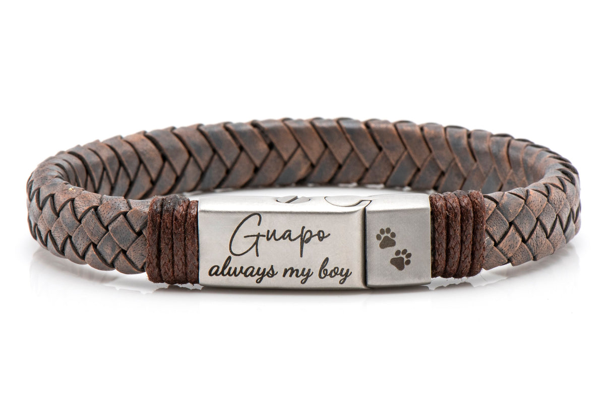 Vintage Grey Leather Ashes Bracelet with Urn Clasp