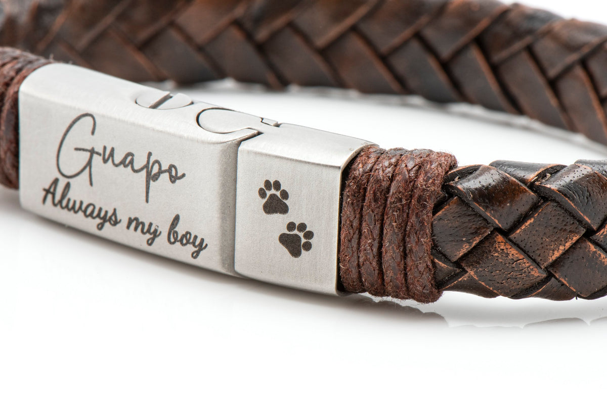 Brown Braided Leather Ashes Bracelet with Urn Clasp, photo 3 of 14