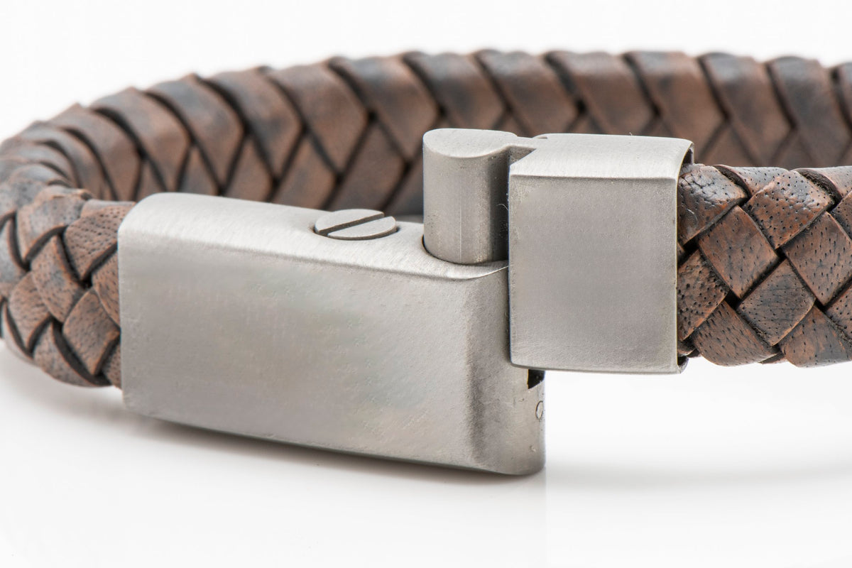 Brown Braided Leather Ashes Bracelet with Urn Clasp, photo 8 of 14