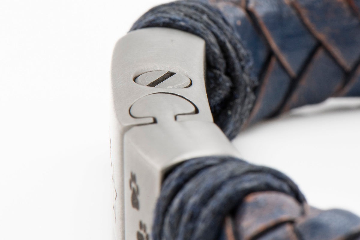 Jeans Blue Braided Leather Ashes Bracelet with Urn Clasp, photo 8 of 14