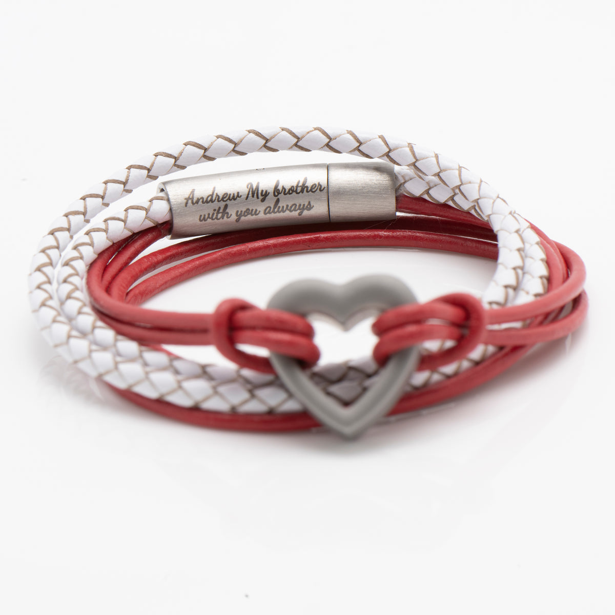 Pet Memorial Ashes Bracelet, Red and White Heart Wrap, photo 7 of 13