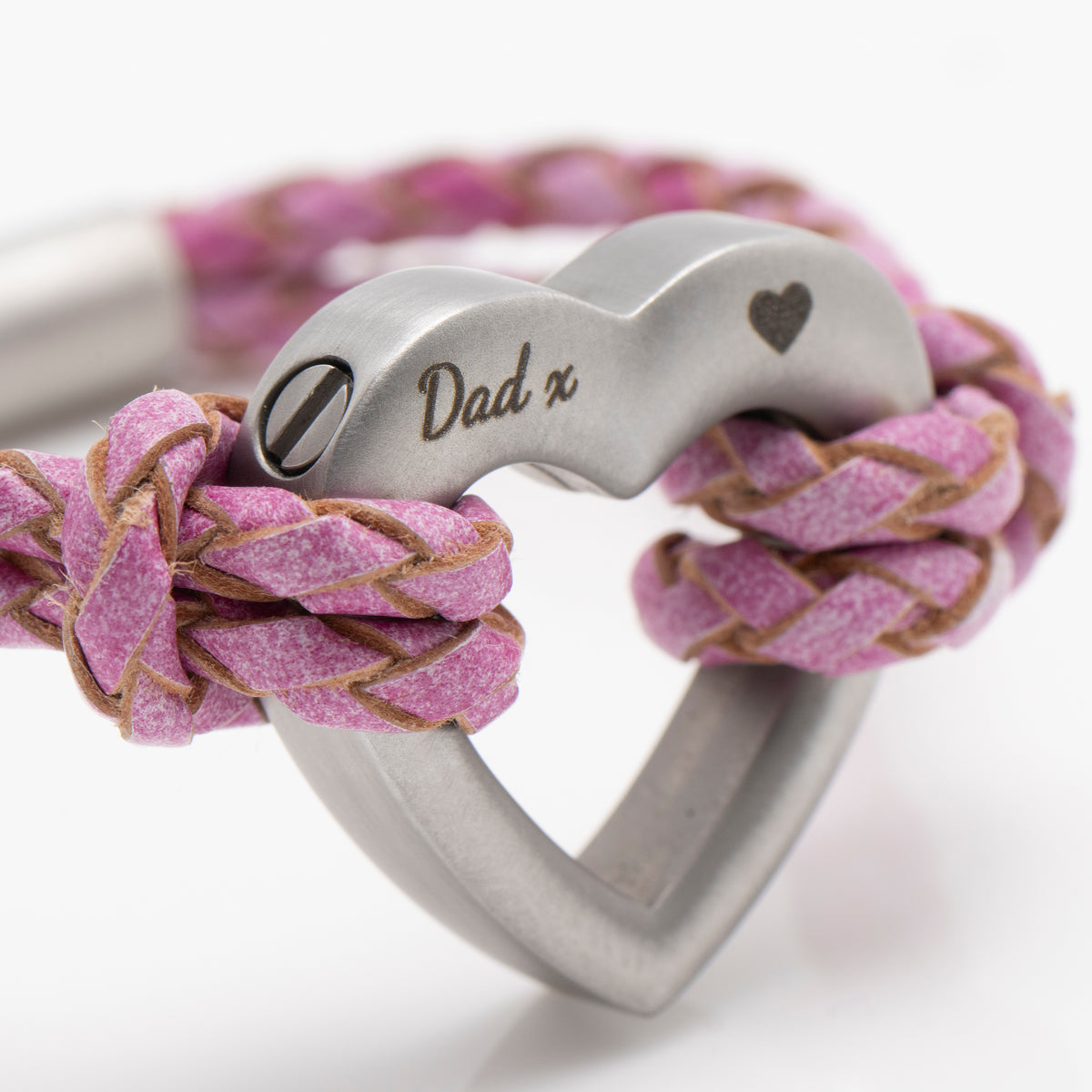 Metallic Silver Heart Leather Ashes Bracelet with Urn Clasp, photo 5 of 10