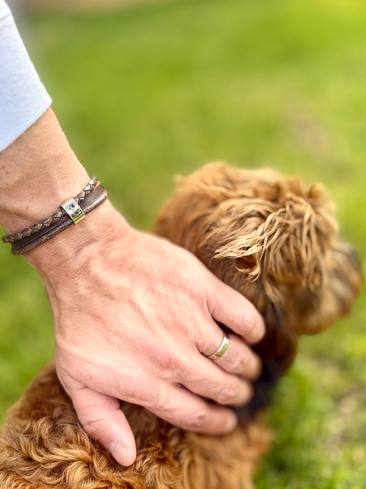 Men's Brown Leather Wrap Ashes Bracelet, Personalised Urn Clasp, photo 5 of 15