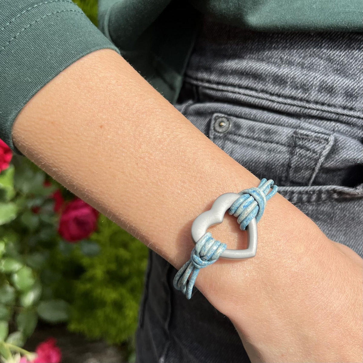Men's Blue Leather Ashes Bracelet, Personalised Memorial Keepsake, photo 2 of 9