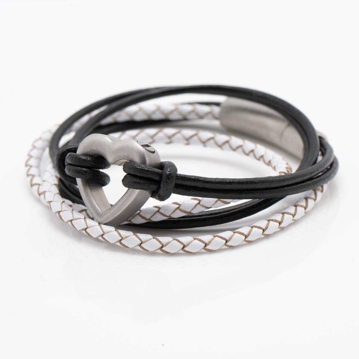Pet Memorial Ashes Bracelet, Black and White Heart Wrap, photo 4 of 14