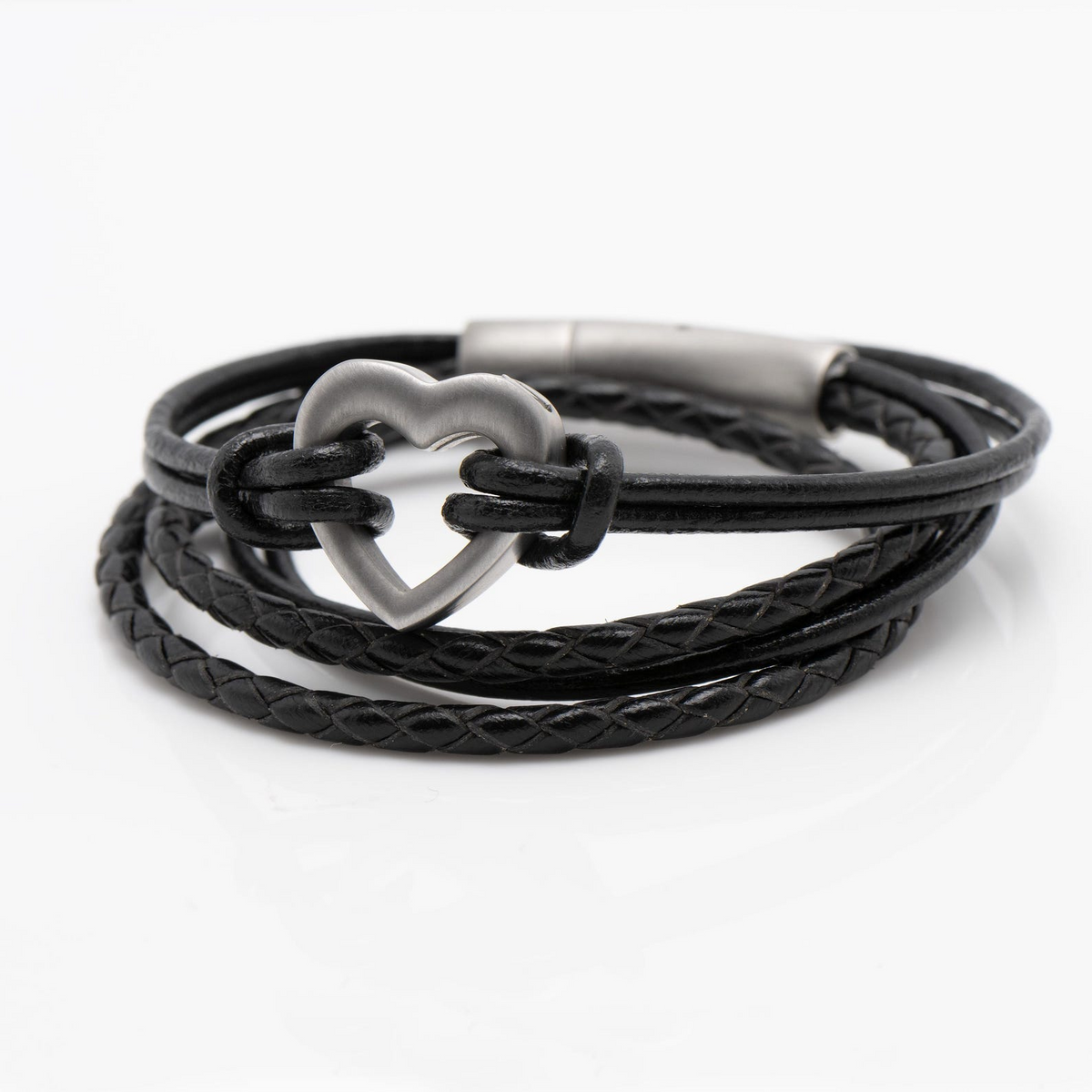 Pet Memorial Ashes Bracelet, Black Heart Leather Wrap, photo 4 of 11