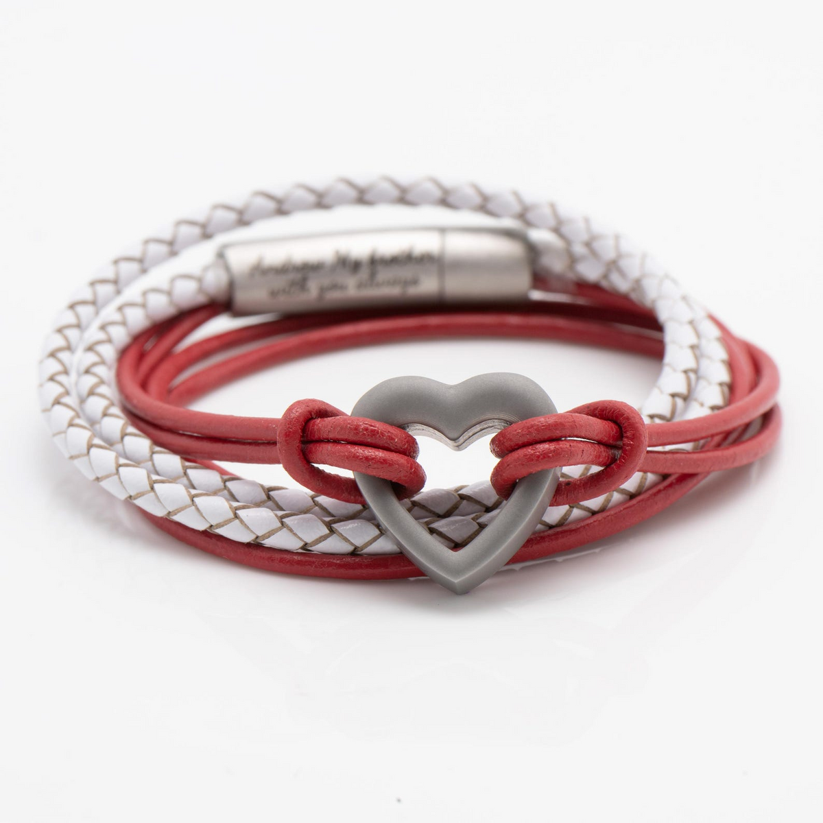 Pet Memorial Ashes Bracelet, Red and White Heart Wrap