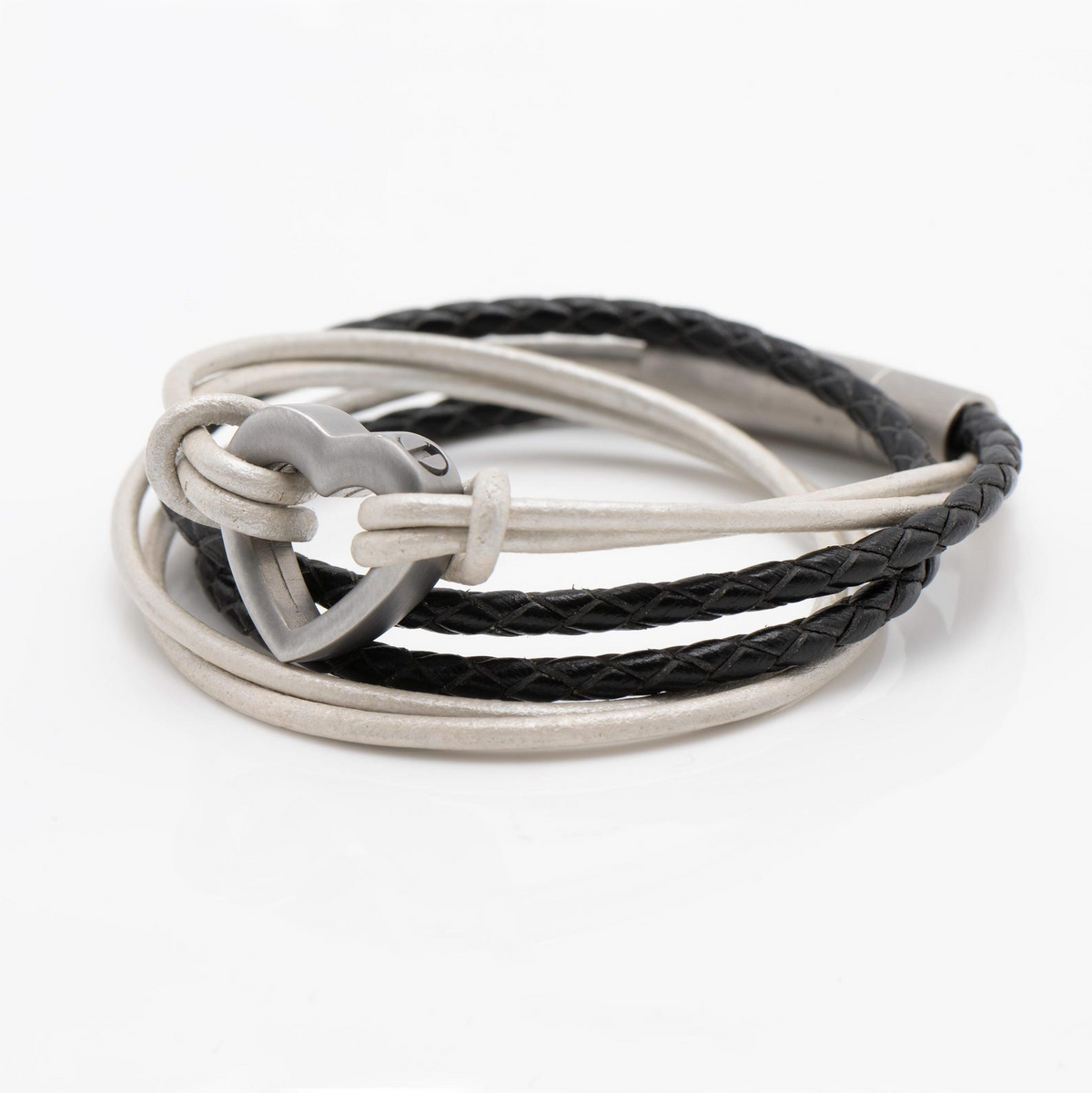 Pet Memorial Ashes Bracelet, Silver and Black Heart Wrap, photo 6 of 14