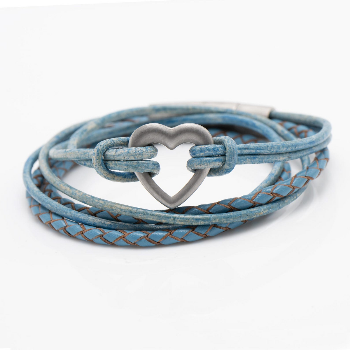Pet Memorial Ashes Bracelet, Blue Braided Heart