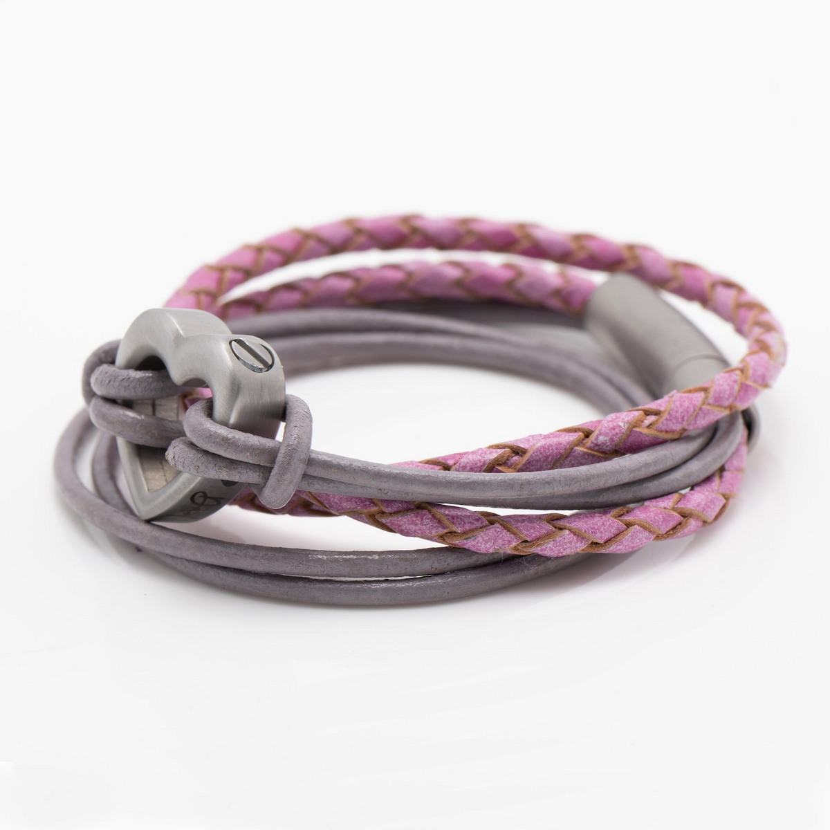 Pet Memorial Ashes Bracelet, Purple and Pink Braided Heart