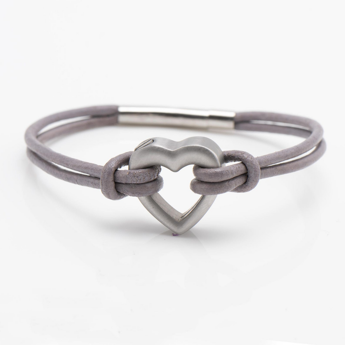 Pet Memorial Ashes Bracelet, Taupe Heart Leather