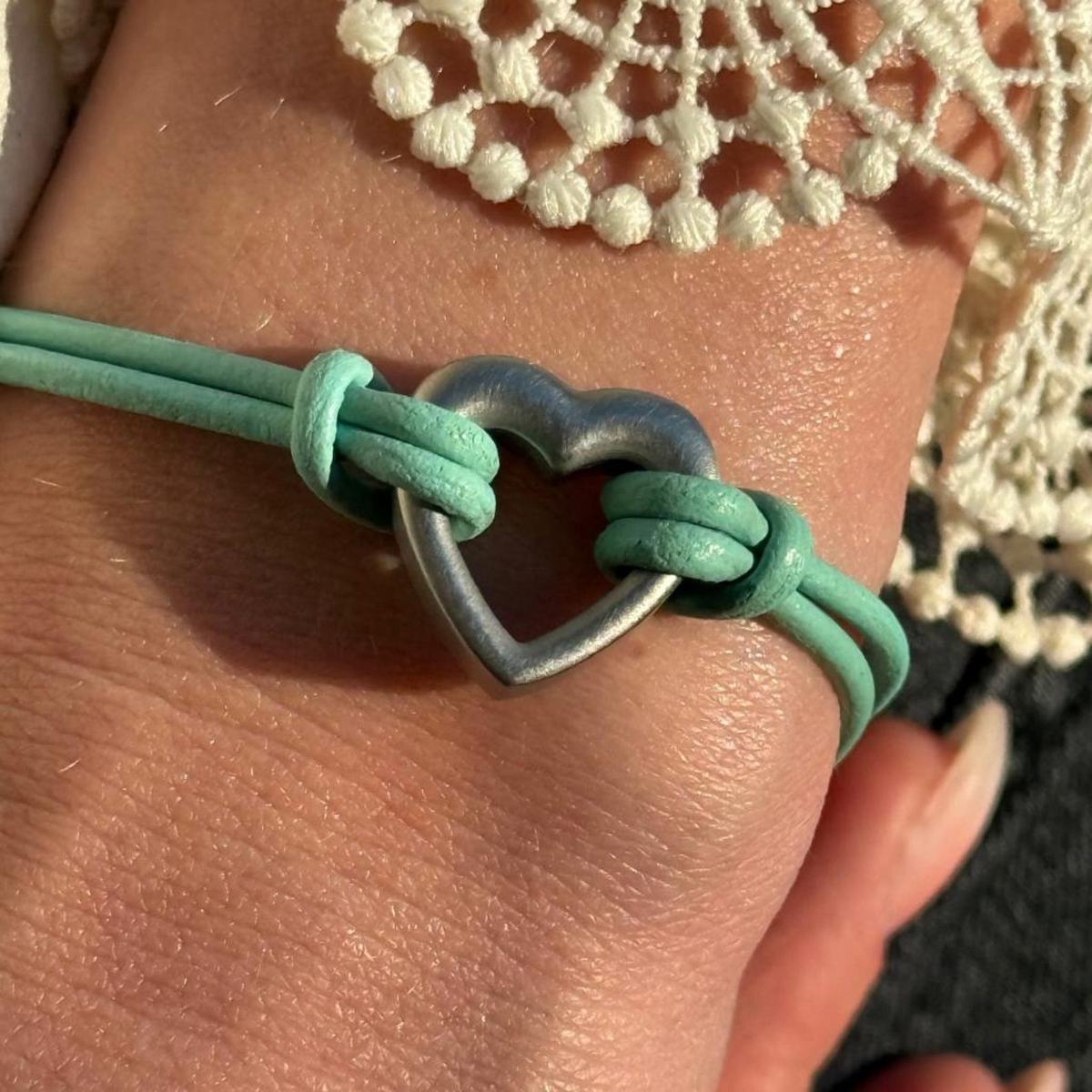 Pet Memorial Ashes Bracelet, Green Heart Leather, photo 2 of 9