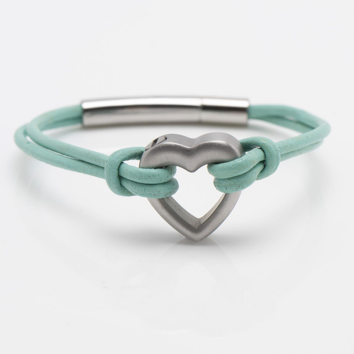 Pet Memorial Ashes Bracelet, Green Heart Leather