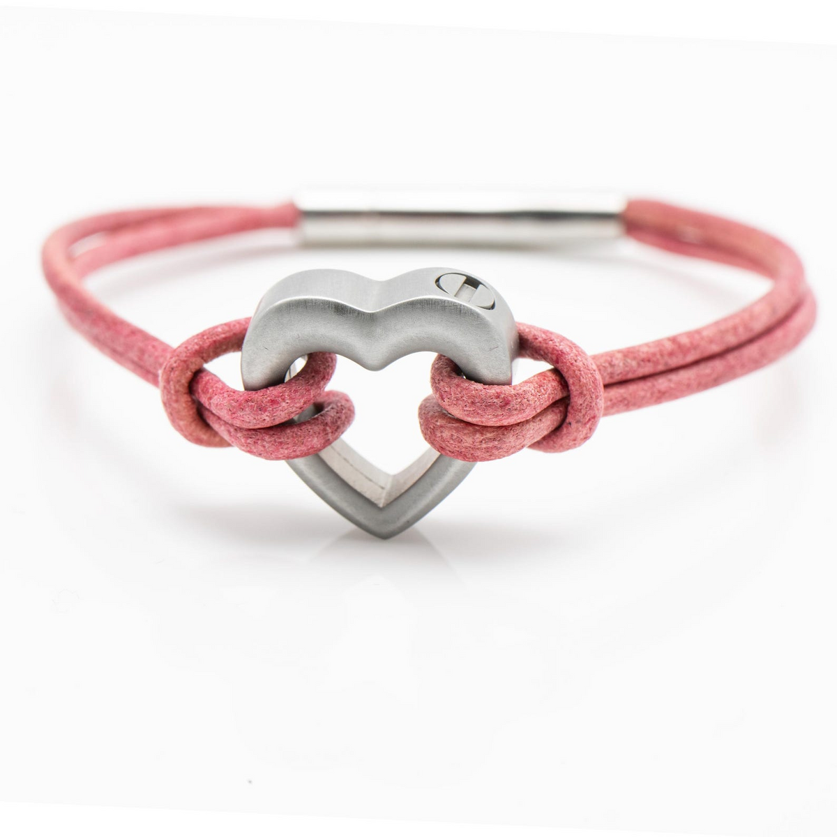 Pet Memorial Ashes Bracelet, Vintage Pink Heart Leather