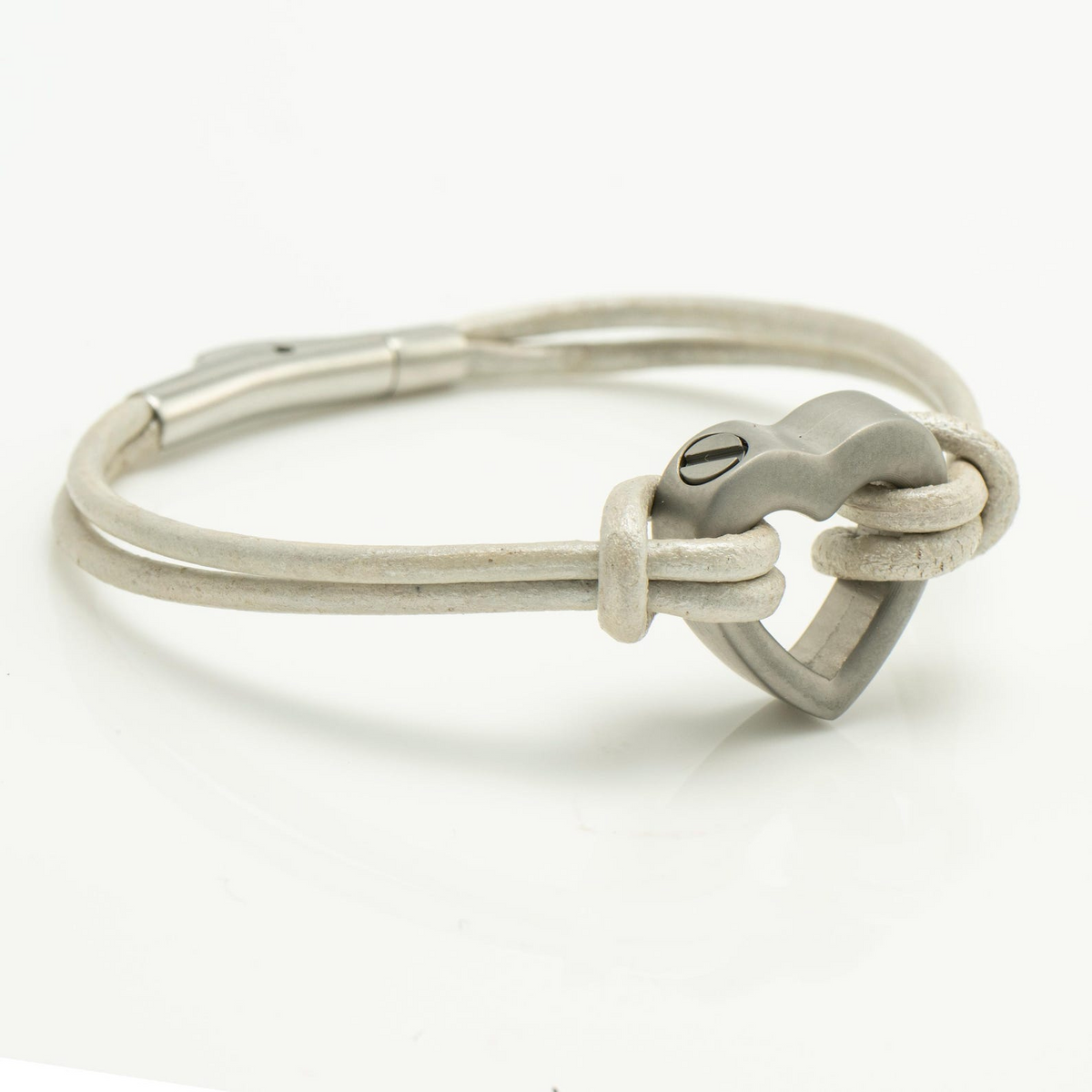 Pet Memorial Ashes Bracelet, Silver Heart Leather