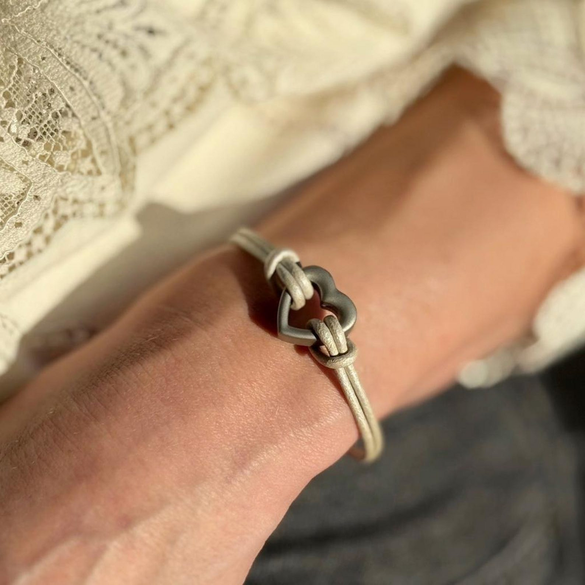 Pet Memorial Ashes Bracelet, Silver Heart Leather, photo 3 of 10