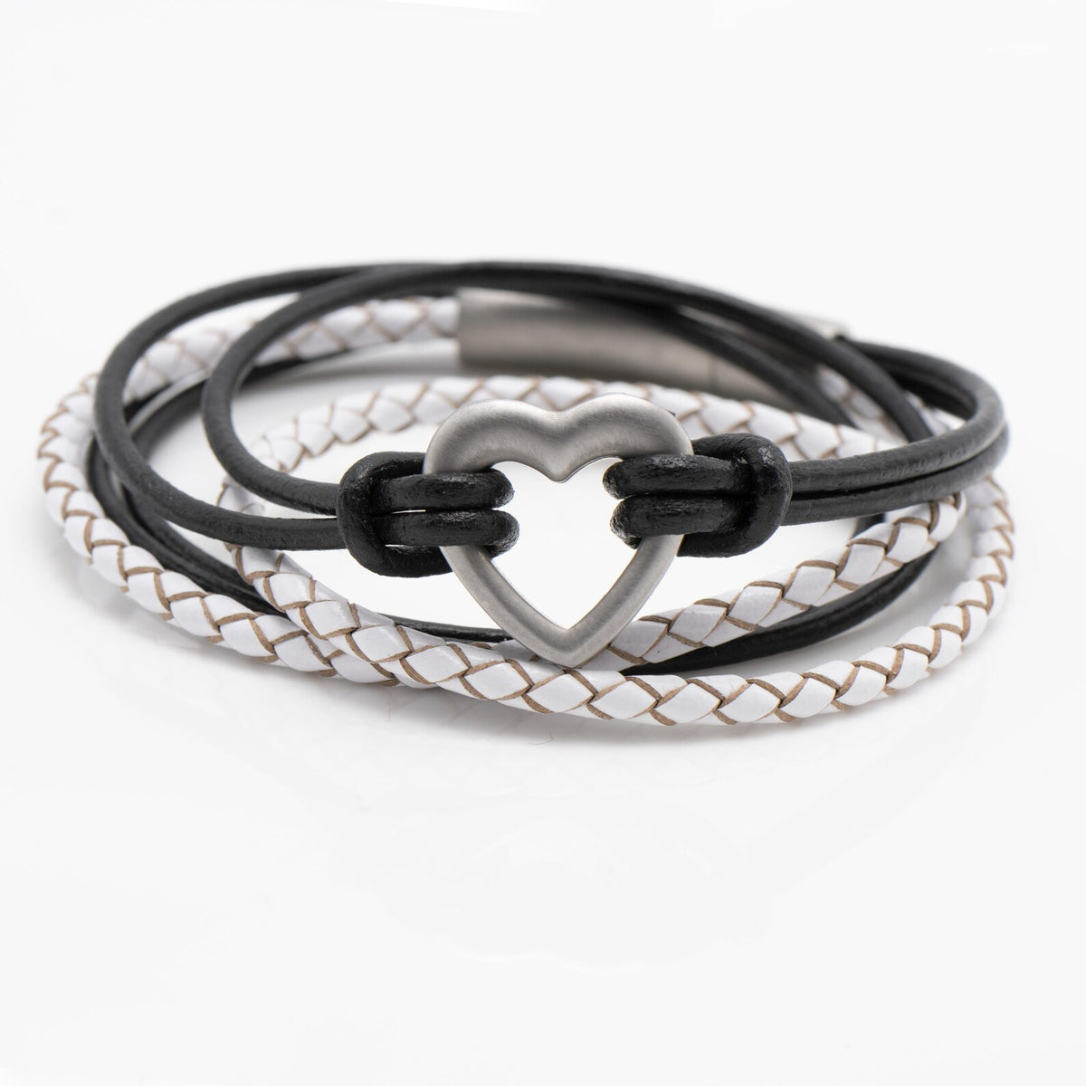Pet Memorial Ashes Bracelet, Black and White Heart Wrap, photo 2 of 14