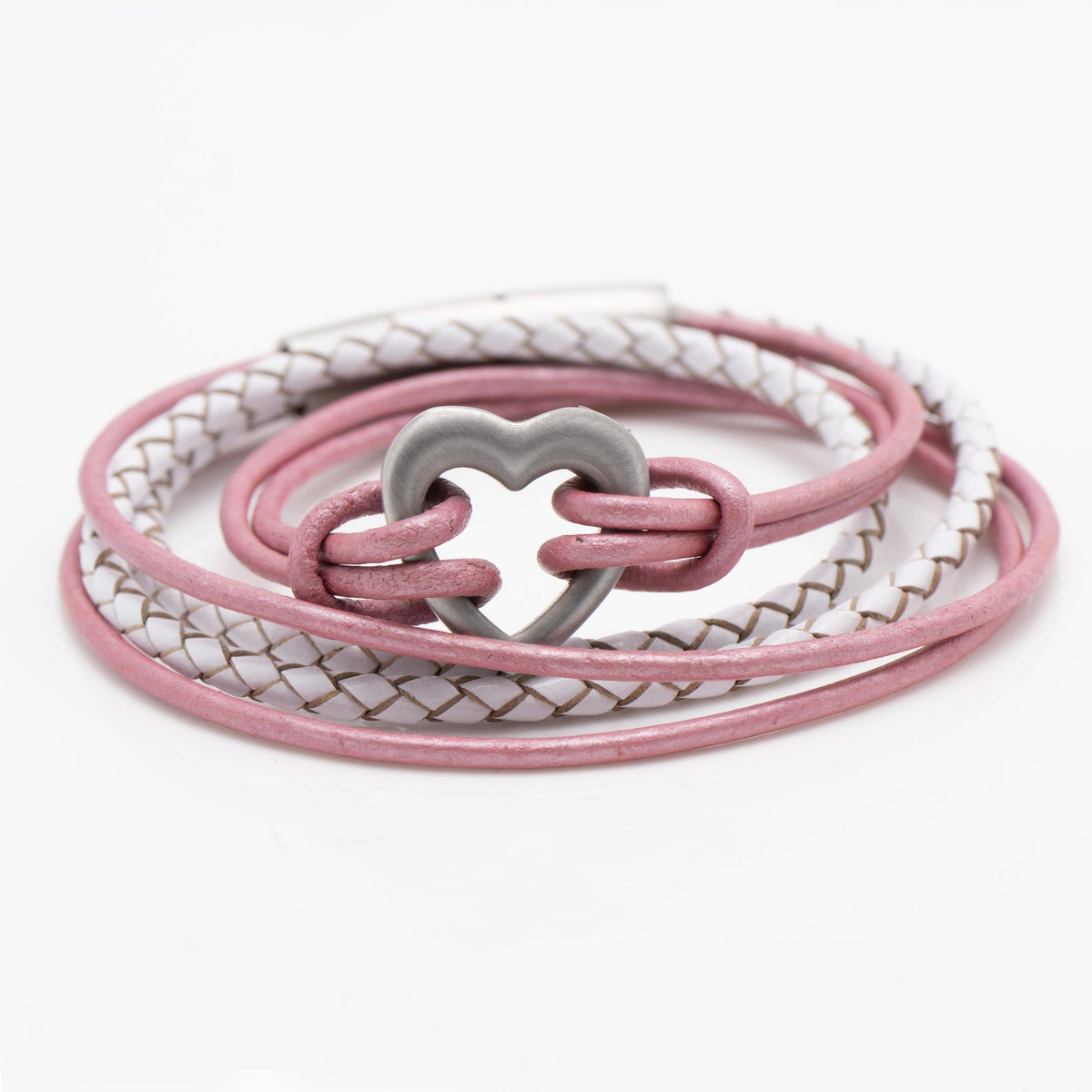 Pet Memorial Ashes Bracelet, Pink and White Heart Wrap, photo 2 of 16