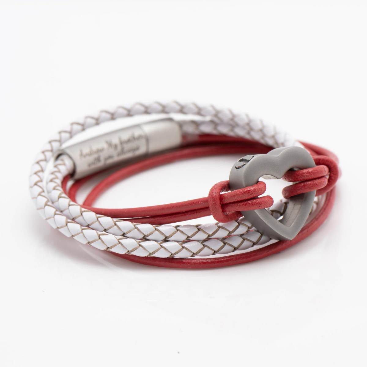Pet Memorial Ashes Bracelet, Red and White Heart Wrap, photo 5 of 13