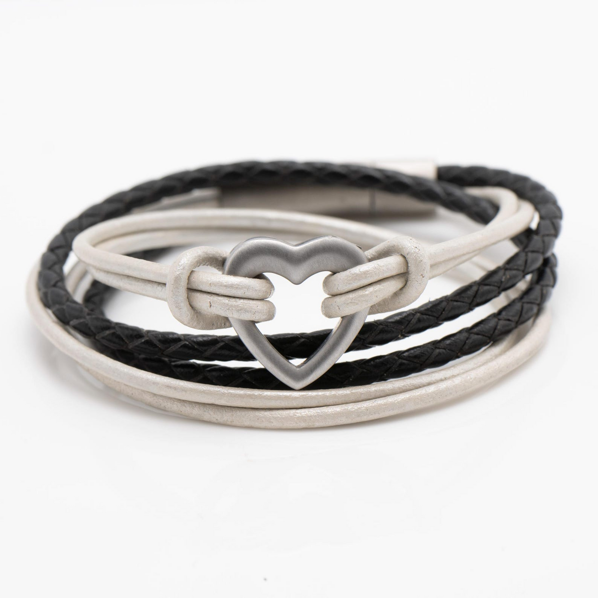 Pet Memorial Ashes Bracelet, Silver and Black Heart Wrap, photo 2 of 14