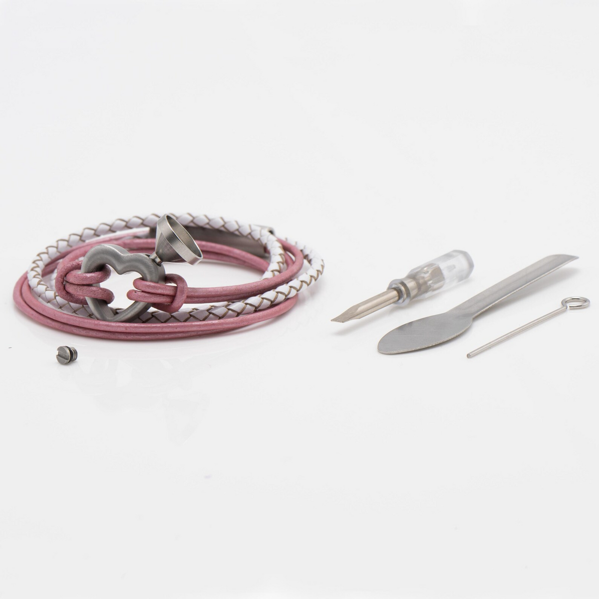 Pet Memorial Ashes Bracelet, Purple and Pink Braided Heart, photo 6 of 13
