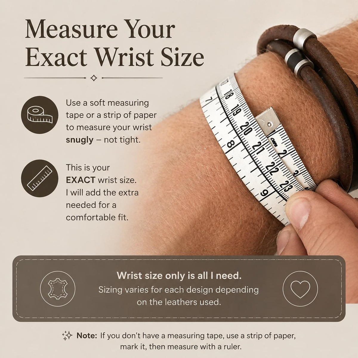 Men's Round Brown Leather Ashes Bracelet with Urn Clasp, photo 10