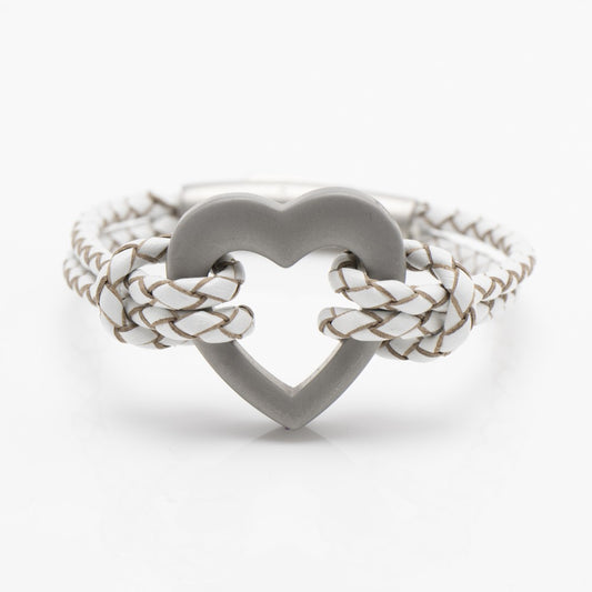 White Heart Urn Bracelet for Ashes