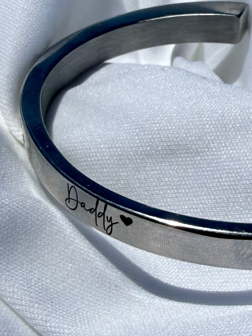 Personalised Memorial Ashes Bangle – Stainless Steel Keepsake Bracelet