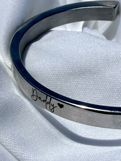 Personalised Memorial Ashes Bangle – Stainless Steel Keepsake Bracelet
