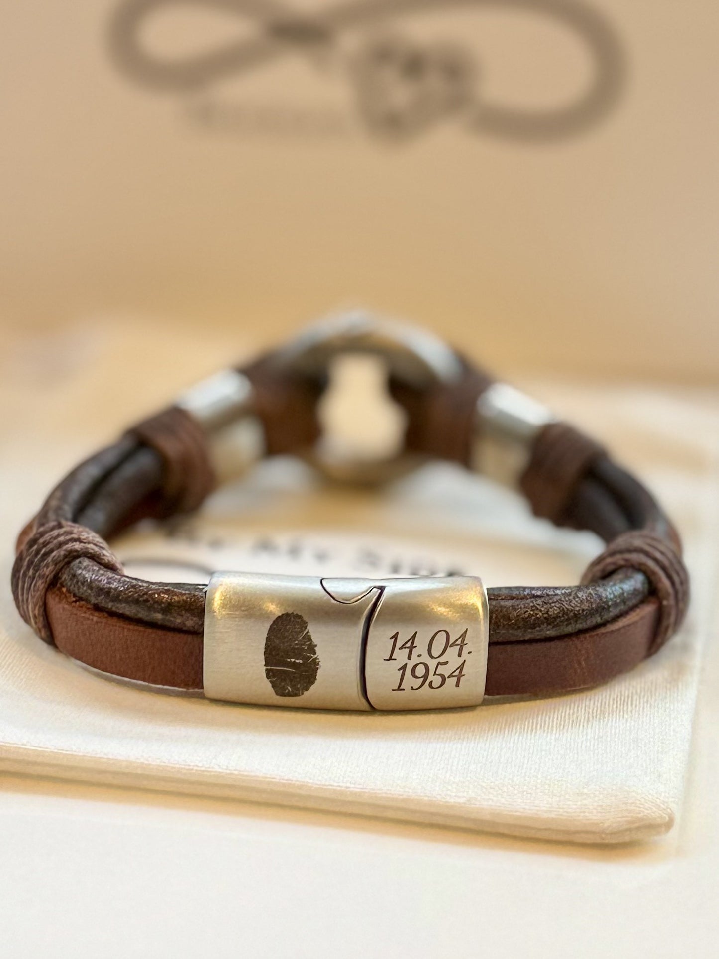 Brown Leather Urn Bracelet for Ashes
