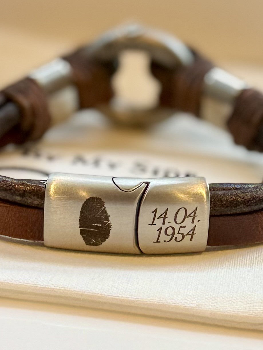 Brown Leather Urn Bracelet for Ashes