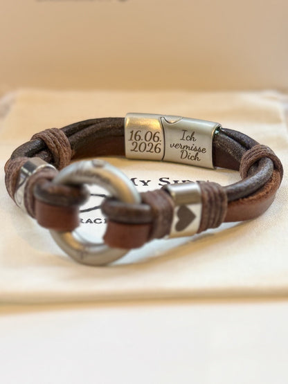 Brown Leather Urn Bracelet for Ashes