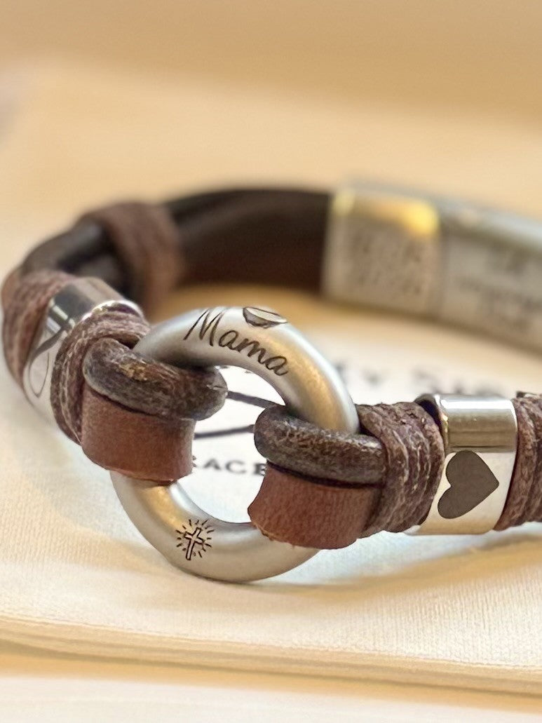 Brown Leather Urn Bracelet for Ashes