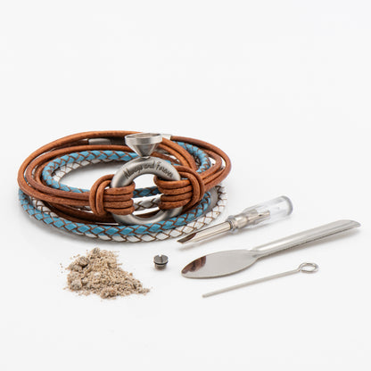 Taupe and White Doubled Urn Bracelet for Ashes