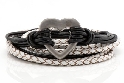 Black and White Heart Urn Bracelet for Ashes