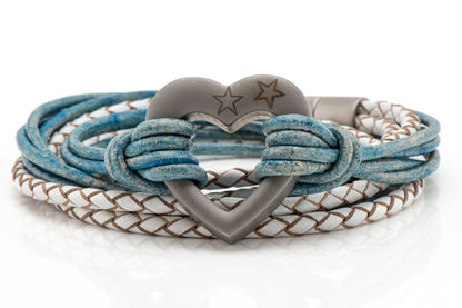 Blue and White Heart Urn Bracelet for Ashes