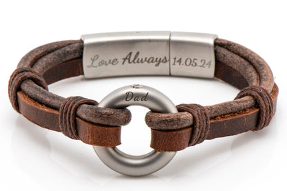 Brown Leather Urn Bracelet for Ashes