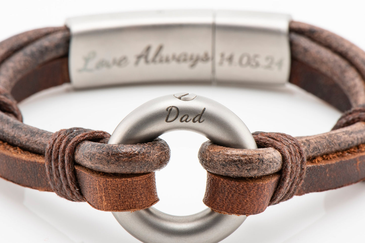 Brown Leather Urn Bracelet for Ashes