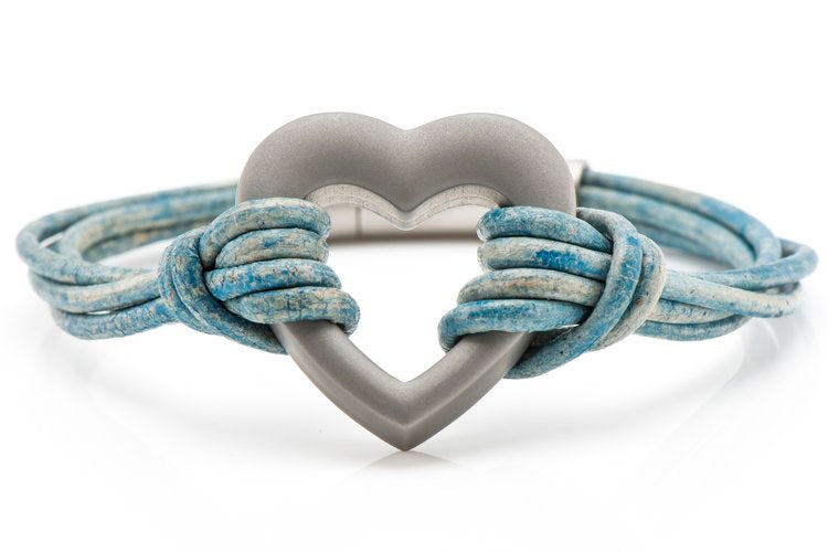 Blue Heart Urn Bracelet for Ashes