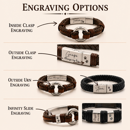 Brown Mixed Leather Urn Bracelet for Ashes