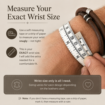 Distressed Brown Leather Urn Bracelet for Ashes