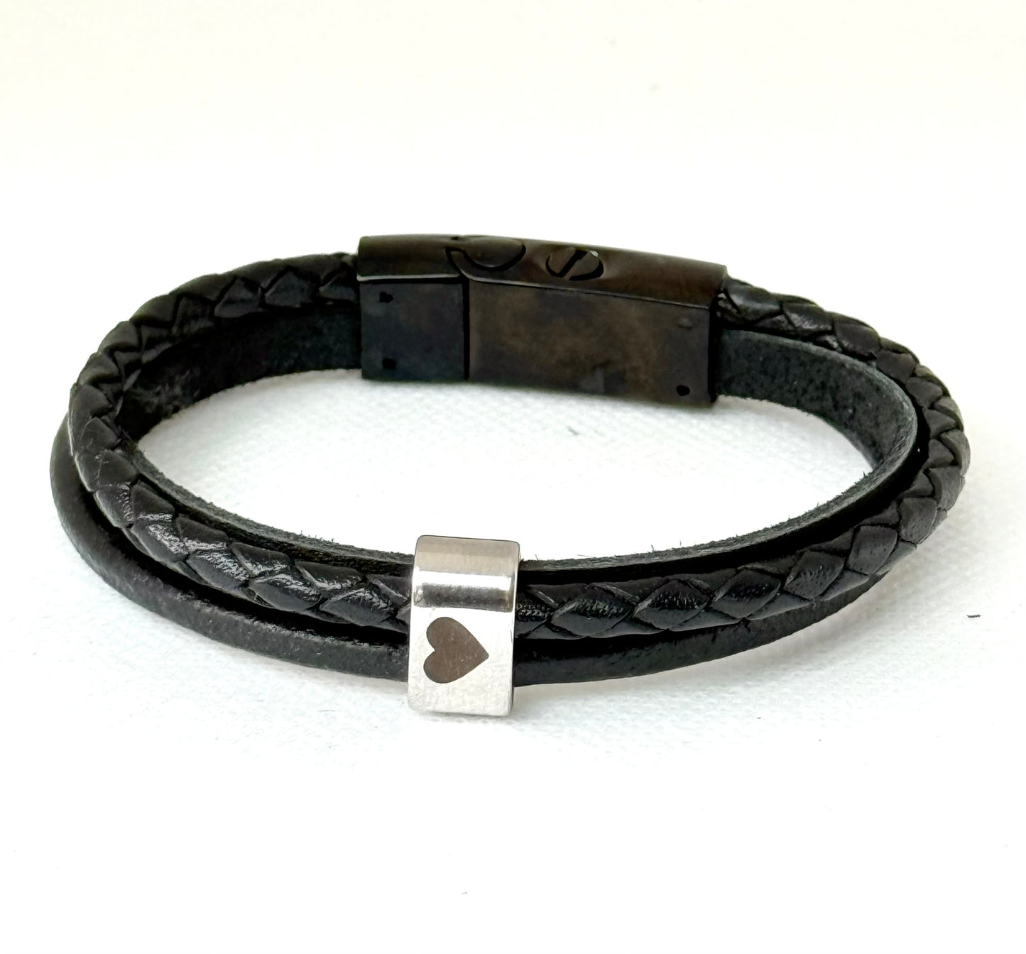 Personalised Unisex Black Memorial Mixed Wrap Urn Bracelet