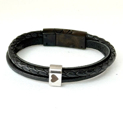 Personalised Unisex Black Memorial Mixed Wrap Urn Bracelet