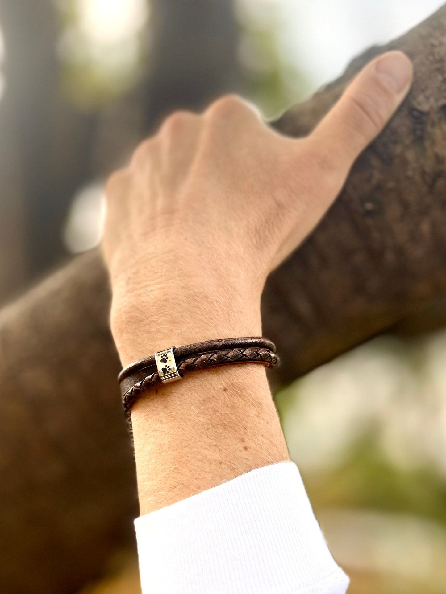 Personalised Men's Memorial Mixed Wrap Urn Bracelet