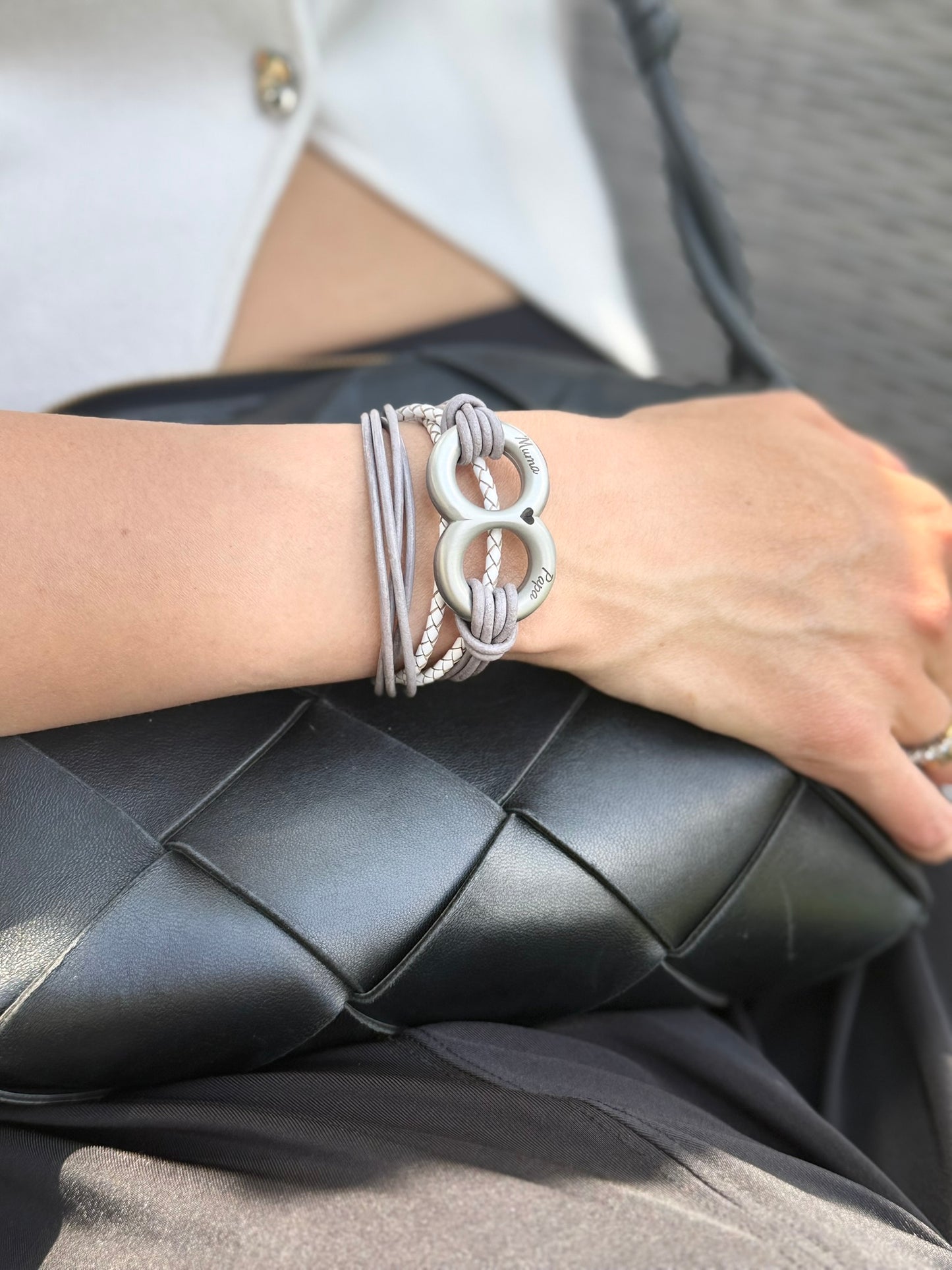 Taupe and White Doubled Urn Bracelet for Ashes