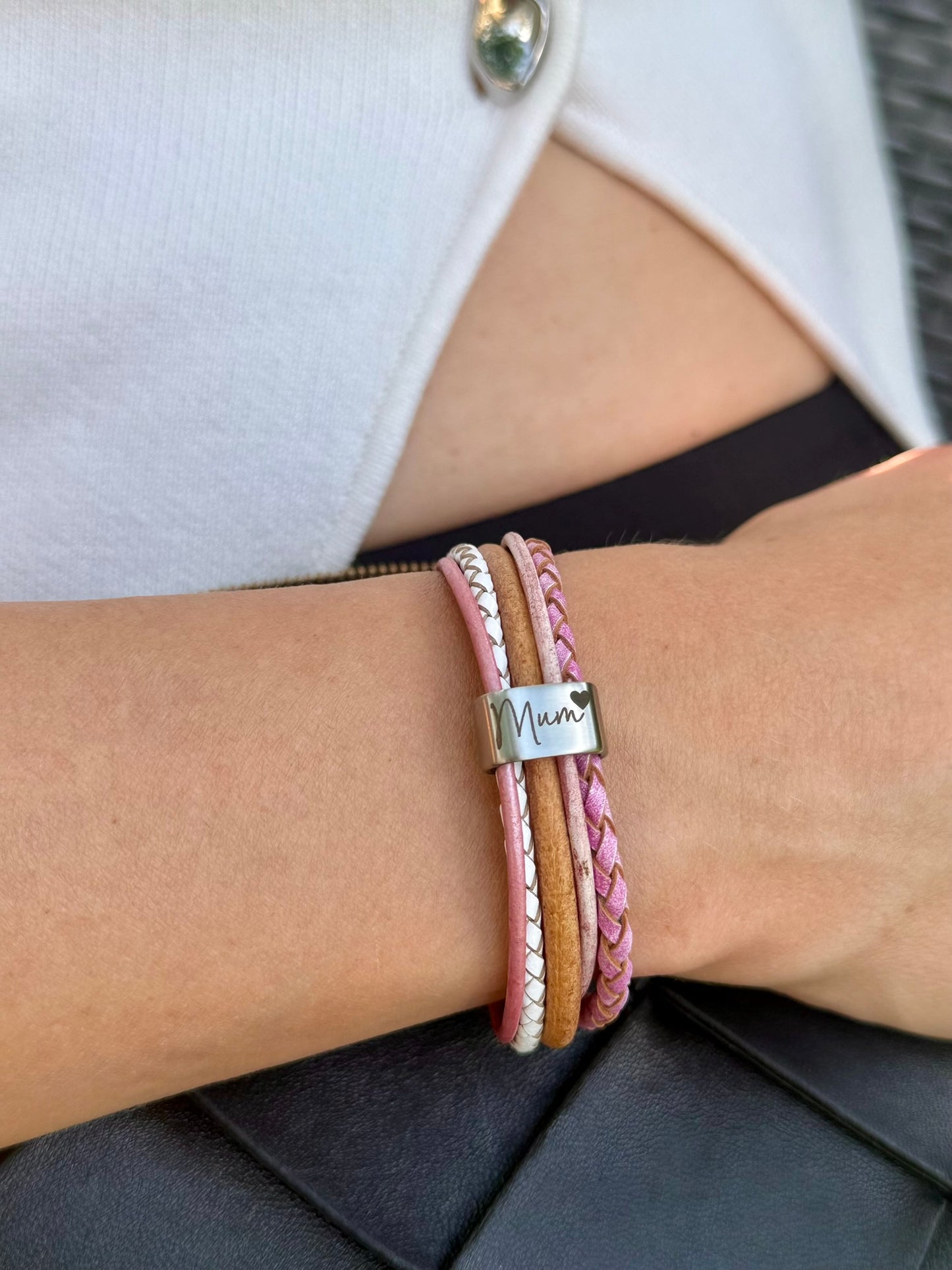 Personalised Pink Memorial Mixed Wrap Urn Bracelet